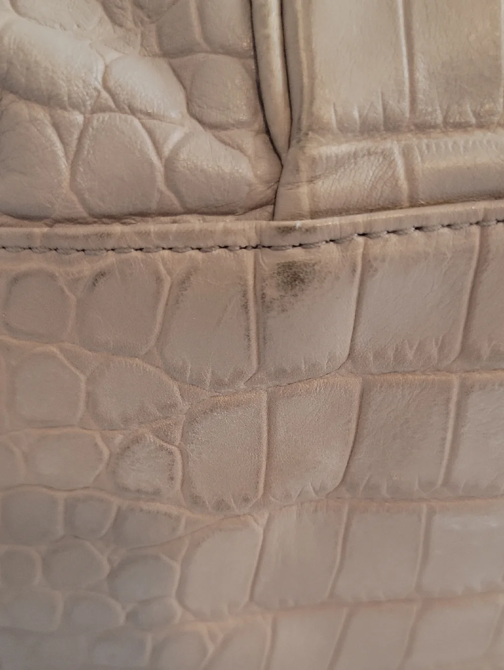 Michael Kors Beverly Croc Embossed Taupe Shoulder Bag Large Hobo